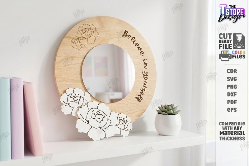 Affirmation Mirror Frame Laser Cut | CNC (by The T Store Design)