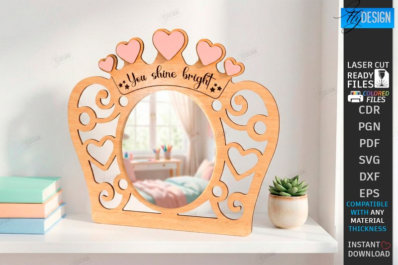 Affirmation Mirror Frame Laser Cut | CNC (by flydesignsvg)