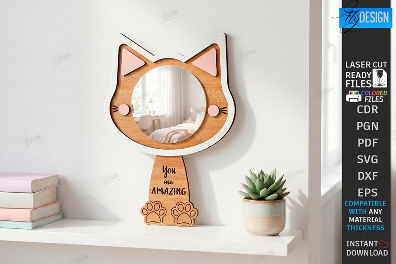 Affirmation Mirror Frame Laser Cut | CNC (by flydesignsvg)