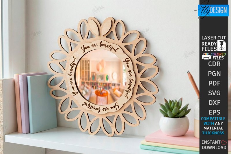 Affirmation Mirror Frame Laser Cut | CNC (by flydesignsvg)