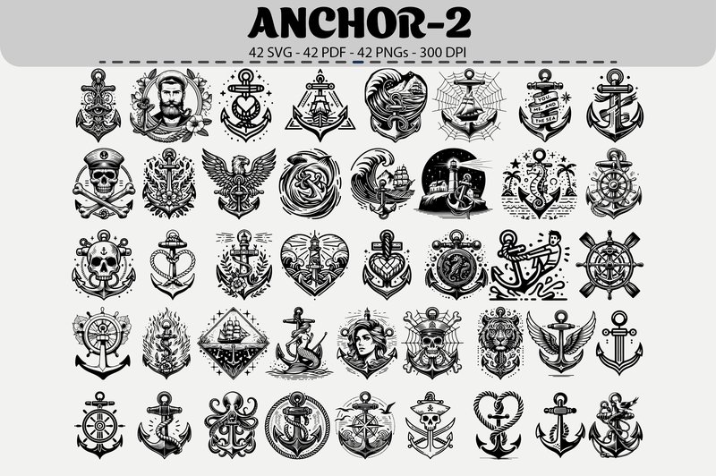 Anchor Vector Clipart – 42 Designs (by digitalarthome41)