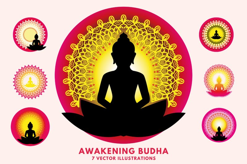 Awakening Budha - Vector Illustrations (by GraphicCharms)