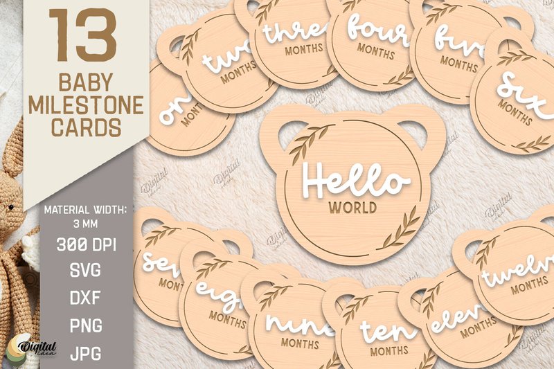 Baby Milestone Cards Laser Cut Bundle (by Digital Idea)