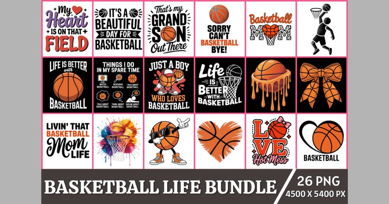 Basketball Life T-Shirt PNG Bundle (by Design Hub)