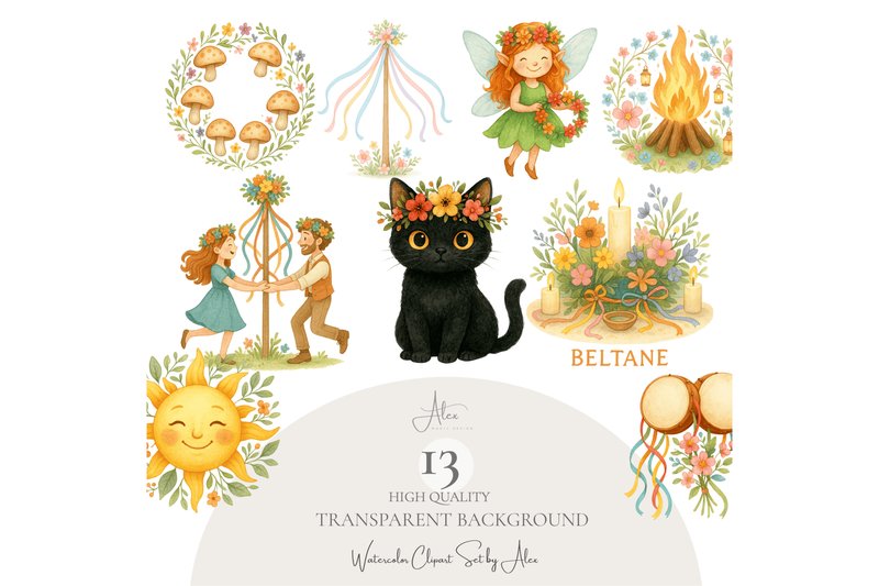 Beltane Clipart Set (by patipaintsco)