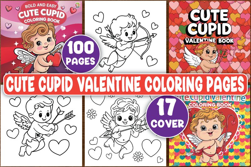 Bold Cute Cupid Valentine Coloring Pages (by Light Express)