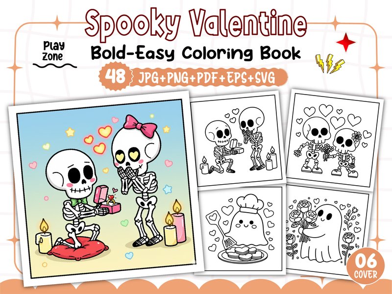 Bold Easy Spooky Valentine Coloring Book (by PLAY ZONE)