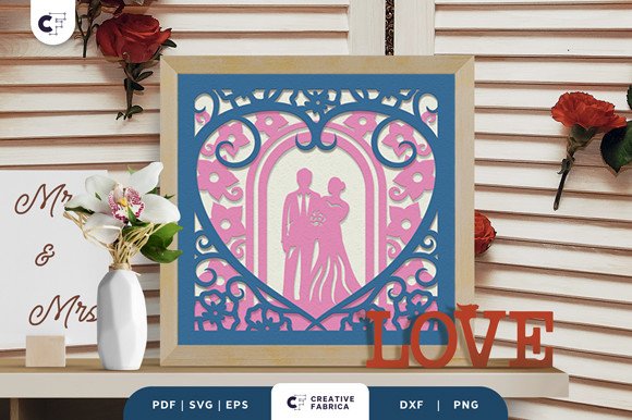 Bride and Groom Wedding 3D Light Box (by 3D SVG Crafts)