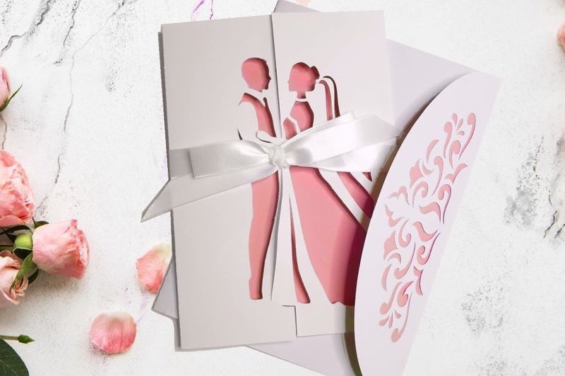 Bride and Groom Wedding Gate Fold Card (by 3D SVG Crafts)
