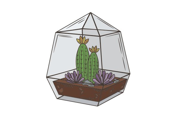 Cactus and Succulents in Terrarium (by Creative Fabrica Crafts)
