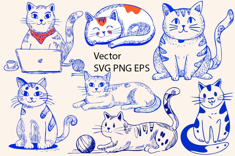 Cat Vector Illustrations SVG (by Pony3000)