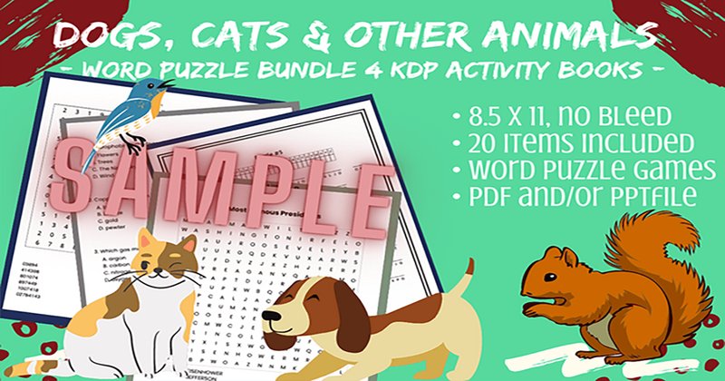 Cats, Dogs & Animals Activity Book Games Bundle (by Tomboy Designs)