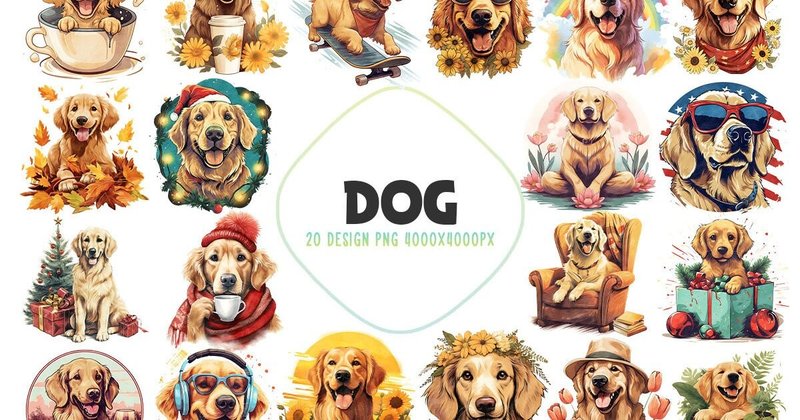 Cheerful Dogs Artwork Bundle (by Mewtiverse Lab)