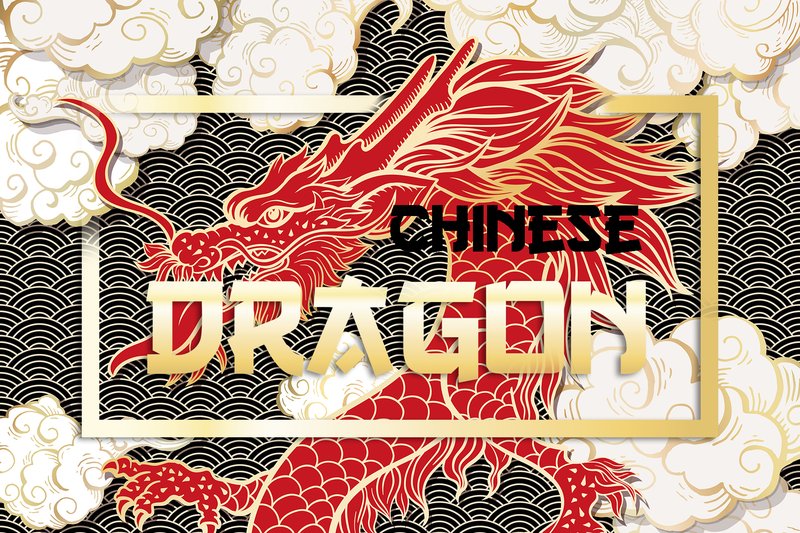 Chinese Dragon Vector Illustrations (by ilonitta.r)