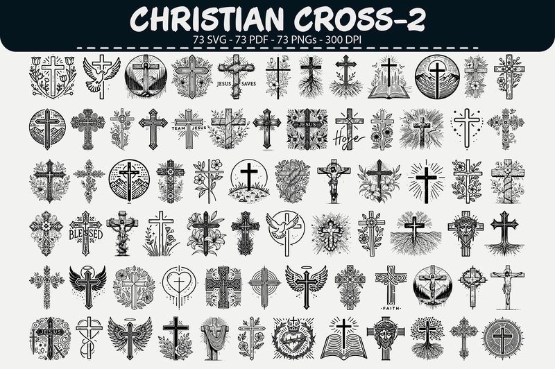 Christian Cross Vector – 73 Designs (by digitalarthome41)