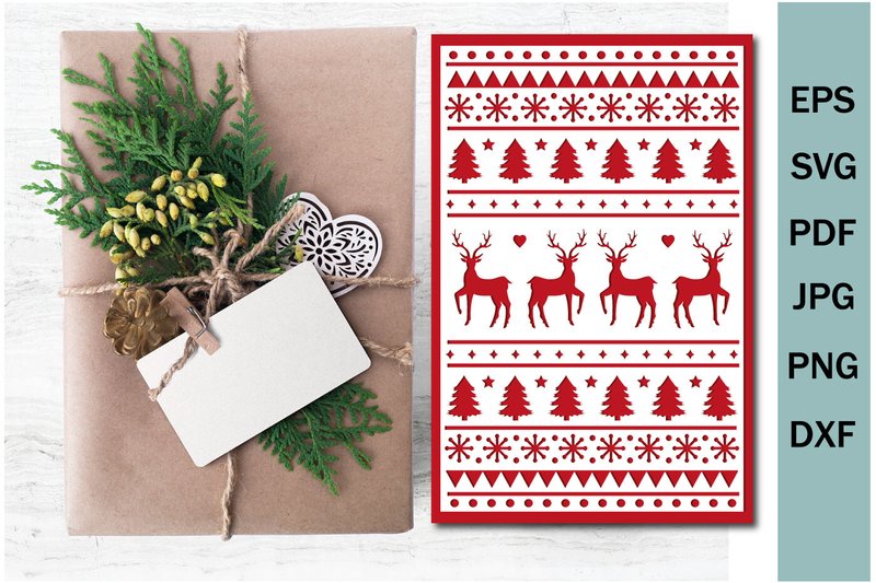 Christmas Card Cut out of Paper, Svg (by lesinka)