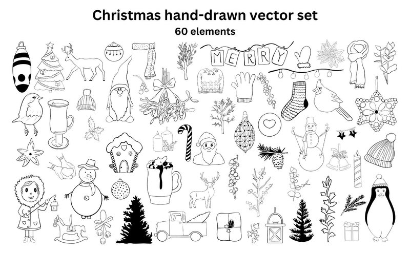 Christmas Outline Vector Illustrations (by Visual Animal)