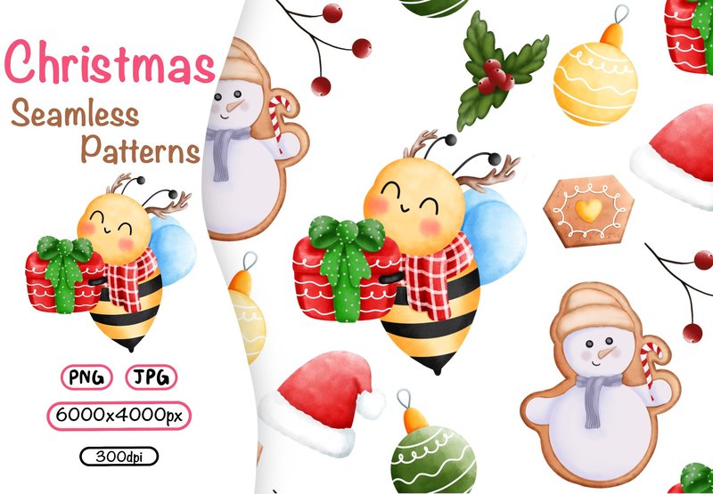 Christmas Seamless Patterns. (by KisbyArt)