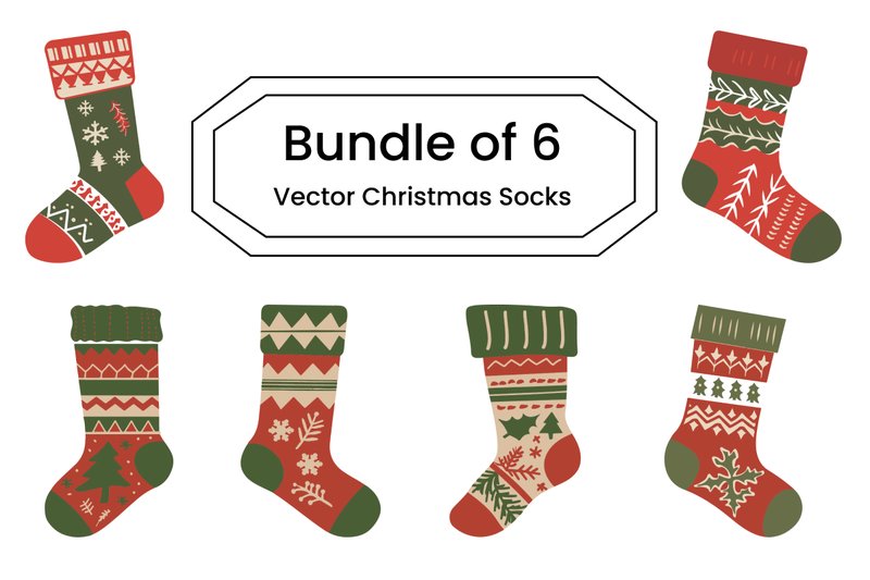 Christmas Socks, Vector Illustrations (by Sprout Mockups)