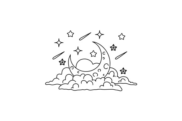 Clouds with the Moon and Stars (by Creative Fabrica Crafts)