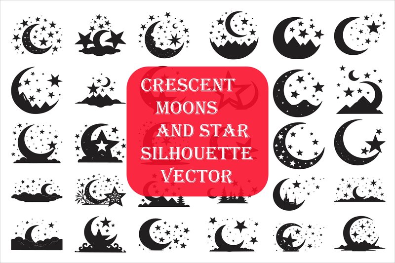 Crescent Moons and Star Silhouette (by Amazin_art)