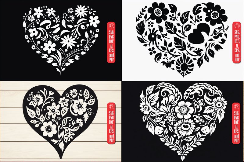 Cricut Paper Cut Floral Heart SVG (by NGISED)