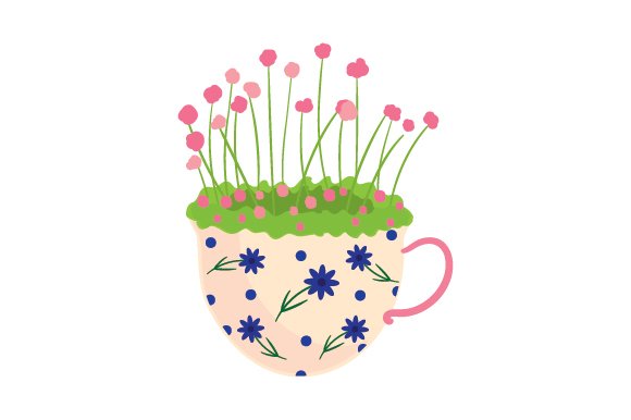 Cup of Tea with Flowers (by Creative Fabrica Crafts)