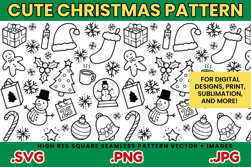 Cute Christmas Pattern Seamless SVG (by Haylee)
