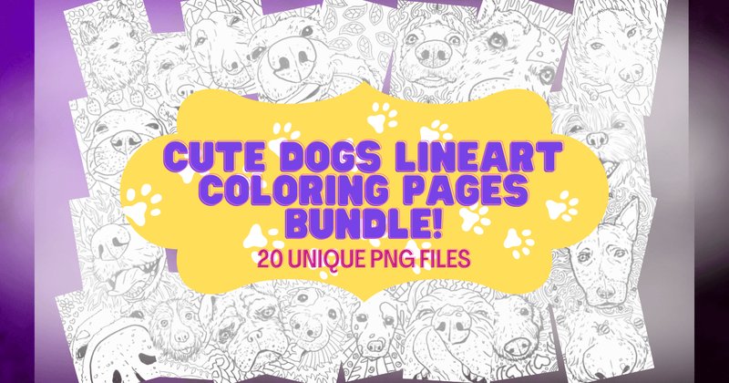 Cute Dogs Coloring Book Lineart Bundle (by Moonwing Illustrations)
