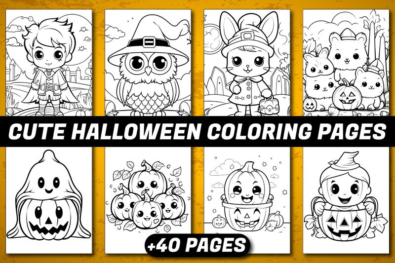 CUTE HALLOWEEN COLORING BOOK for KIDS (by PRO KDP TEMPLATES)