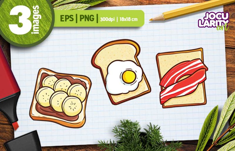 Cute Yummy Bread Vector Illustrations (by JocularityArt)