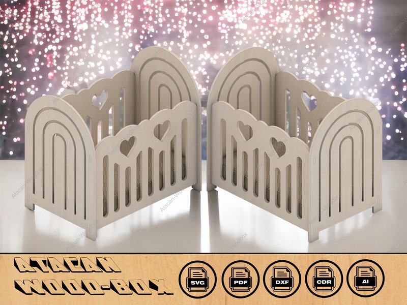 DIY Mini Rainbow Cradle Laser Cut Files (by atacanwoodbox)