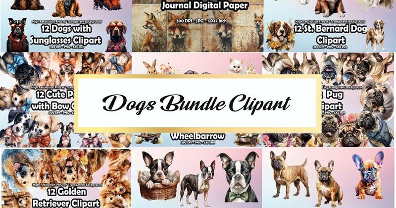 Dogs Clipart PNG Bundle (by printztopbrand)