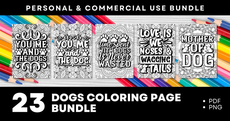 Dogs Coloring Page Bundle (by DesignScape Arts)