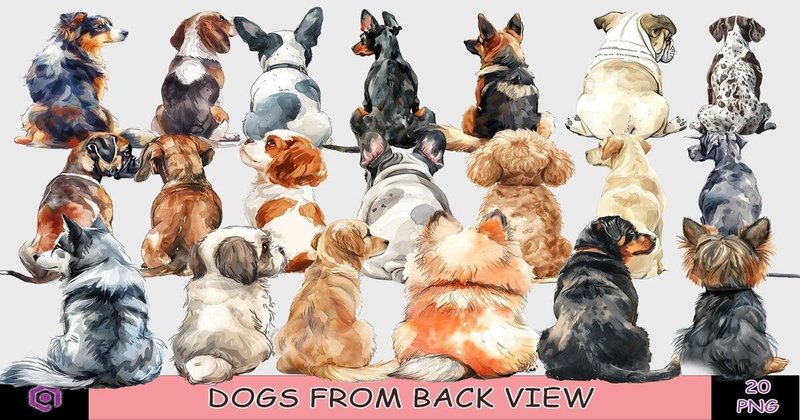 Dogs from Back View Clipart Bundle (by Quoteer)