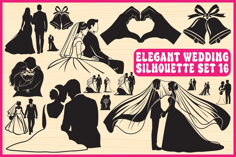 Elegant Wedding Silhouette SVG Bundle (by BrandRipple)