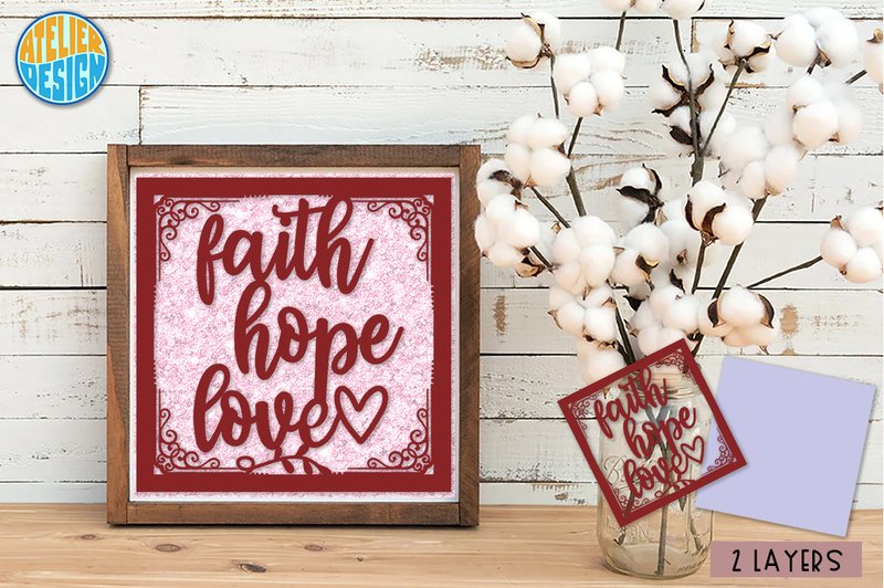 Faith Hope Love Laser Cut out Cards Svg (by Atelier Design)