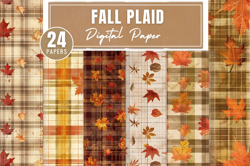 Fall Plaid Digital Paper Bundle, Autumn (by DelArtCreation)