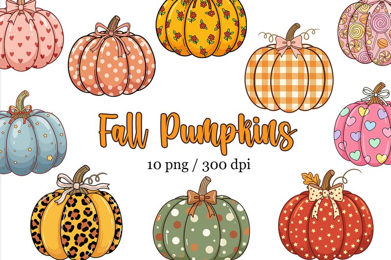 Fall Pumpkins PNG Bundle, Autumn Pumpkin (by ArwenLavia)