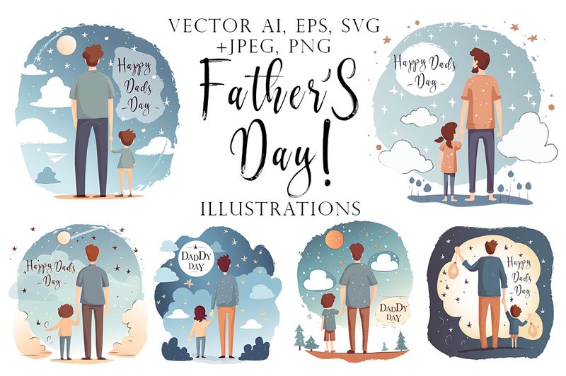 Father Day Vector Illustrations (by EvgeniiasArt)