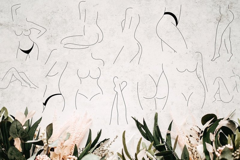 Female Bodies Set, Minimal Body Drawings (by Hayk Kocharyan)