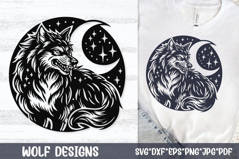 Fierce Wolf Moon SVG Cut File (by PostersGalaxy)