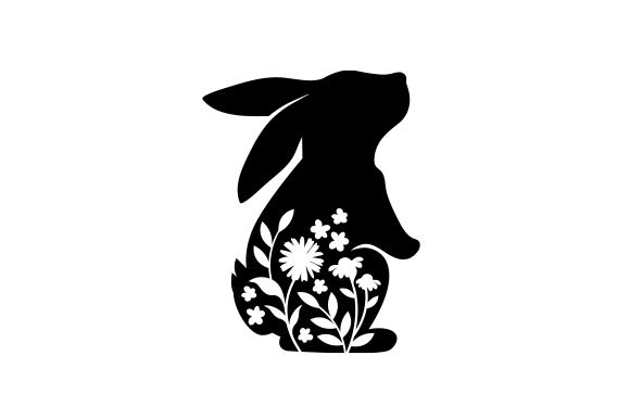 Floral Easter Bunny Silhouette (by Creative Fabrica Crafts)
