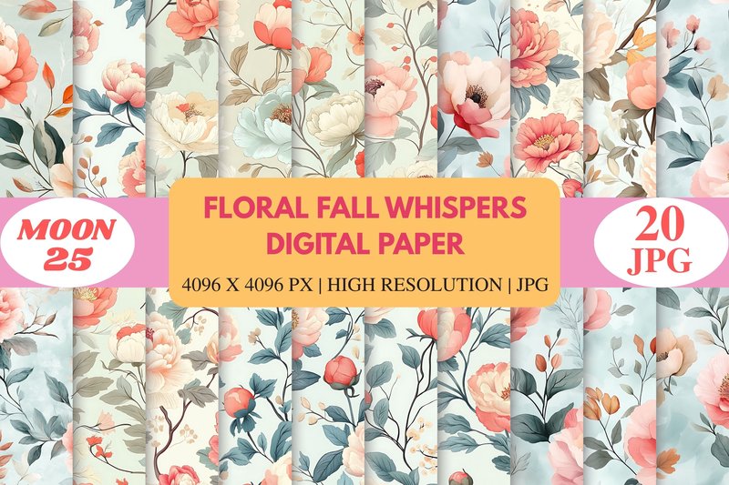 Floral Fall Whispers Digital Paper (by Moon25)