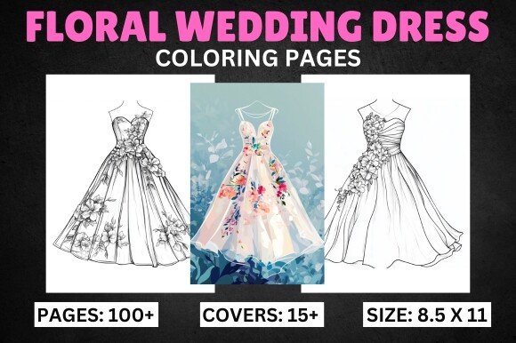 Floral Wedding Dress Coloring Pages (by millerleslies26)