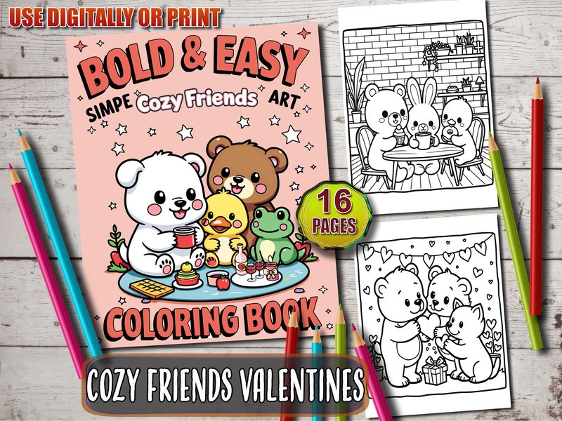 Fluffy Friends Valentine's Coloring Book (by ADCPArt)