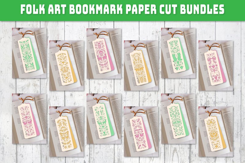 Folk Art Bookmark Paper Cut BUNDLES (by Otvey Design)