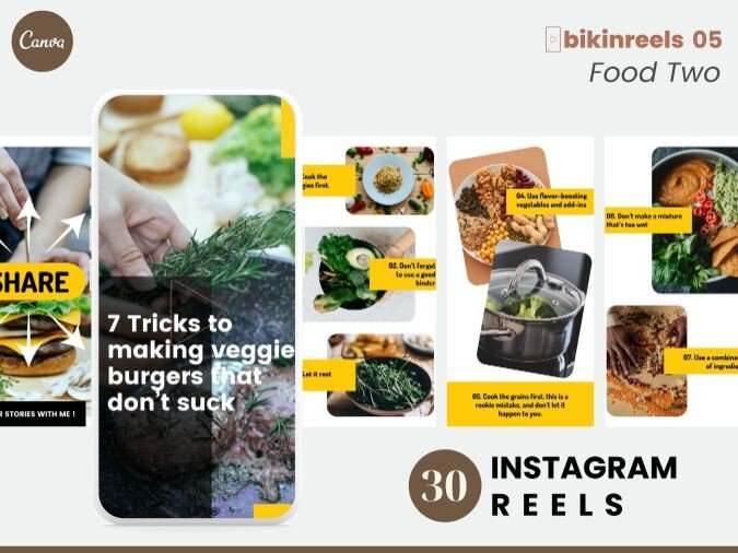 Food Two Instagram Reels Canva Template (by Templategum)