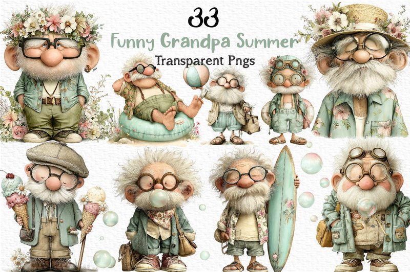 Funny Grandpa Summer PNG Set (by CraftNest)