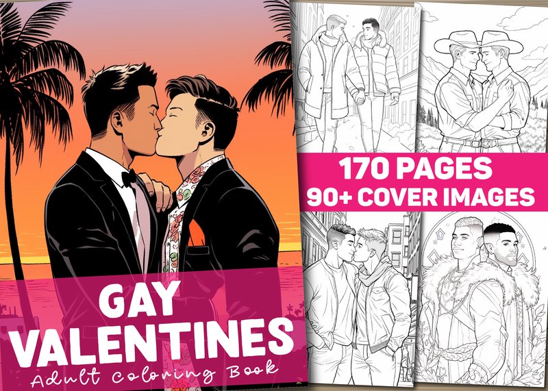 Gay Valentine Coloring Book for Adults (by KDP COLORING HUB)